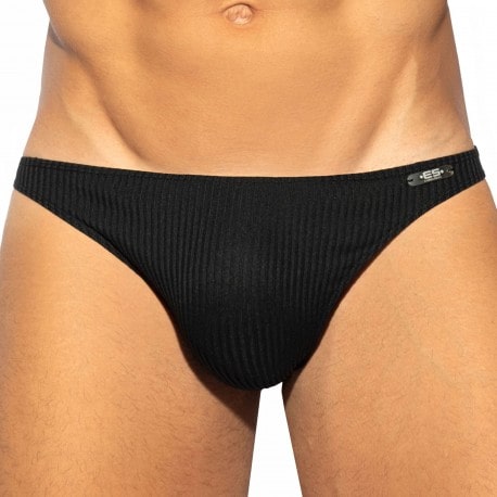 ES Collection Recycled Rib Bikini Briefs - Black