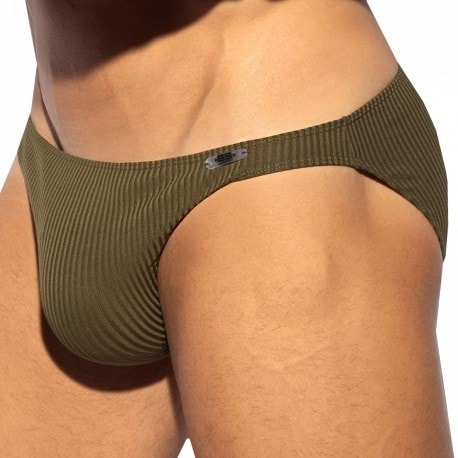 ES Collection Recycled Rib Bikini Briefs - Khaki