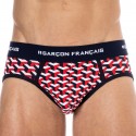 Garçon Français Geometric Cotton Briefs -  Navy