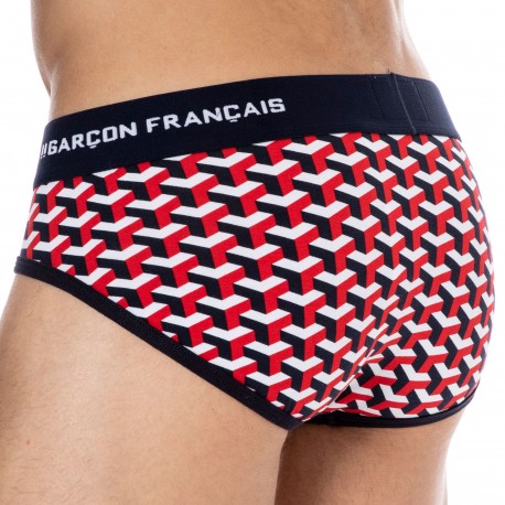 Garçon Français Geometric Cotton Briefs -  Navy