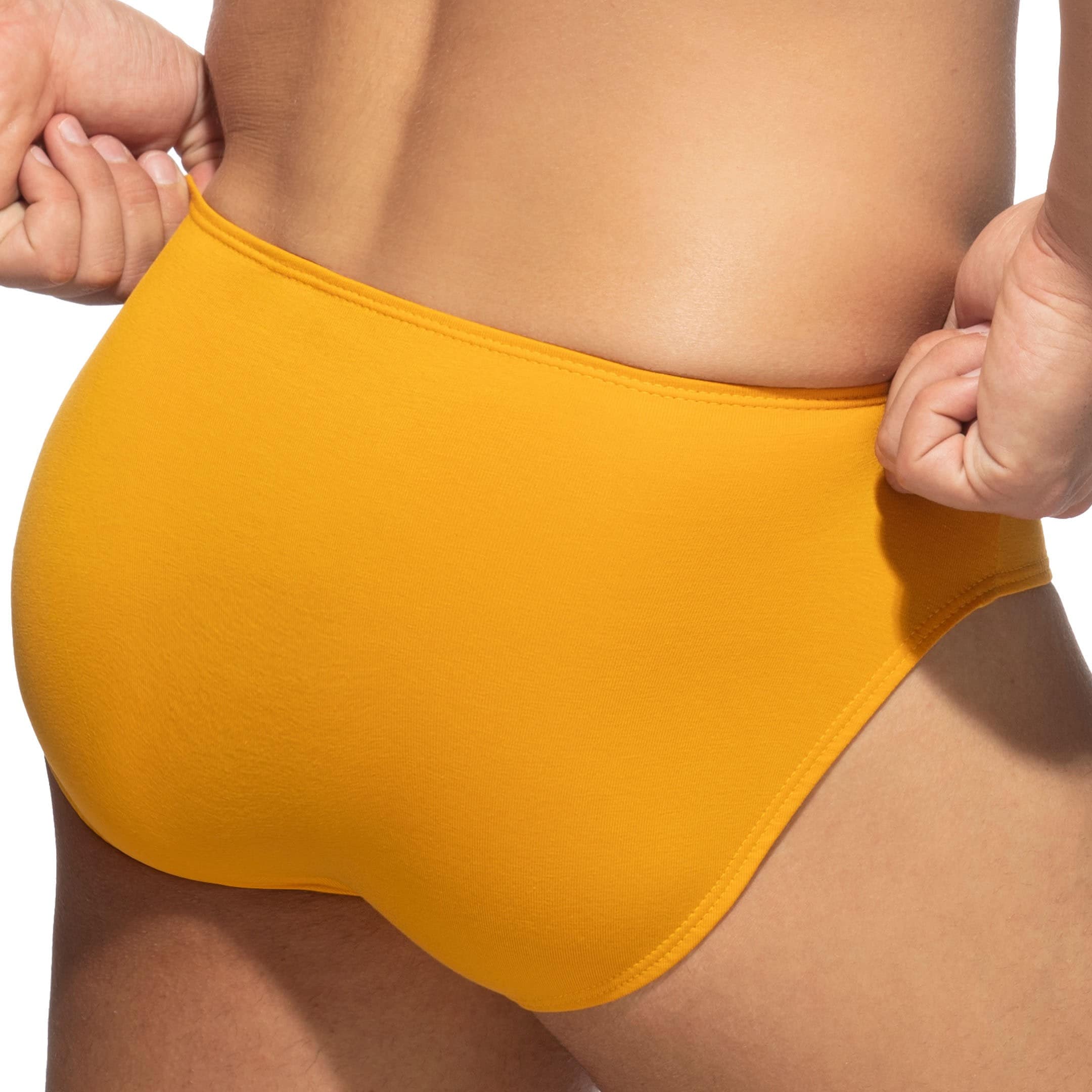 Mustard Yellow Women's Underpants, Comfortable Organic Cotton Jersey Lounge  Panties, Elastic Free Underwear Boyleg and Brief Style 