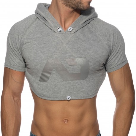 Addicted Crop Hoody - Heather Grey