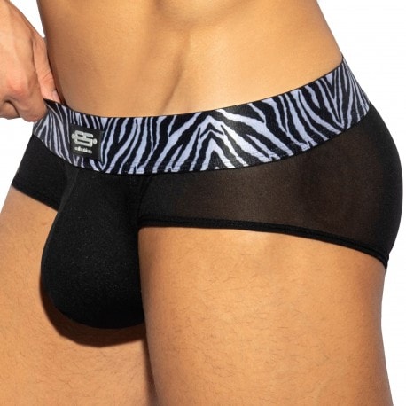 Zebra C-Trough Push Up Briefs - Black