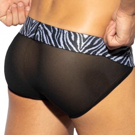 Slip Tanga Push Up C-Trough Zebra Noir