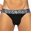 ES Collection Slip Tanga Push Up C-Trough Zebra Noir