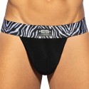 ES Collection Zebra C-Trough Push Up Thong - Black