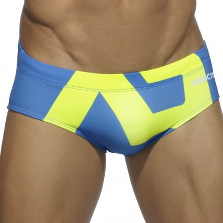 Addicted AD Logo Swim Briefs - Royal - Yellow