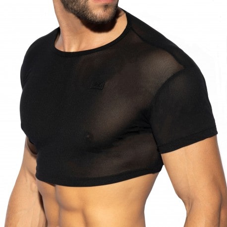 ES Collection Net Crop Top -  Black