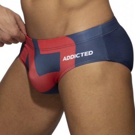 Addicted AD Logo Swim Briefs - Navy - Red