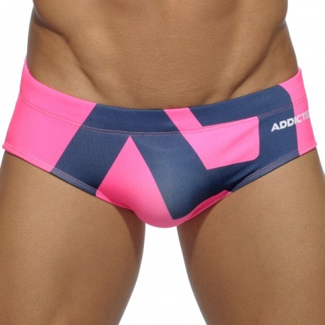 AD Logo Swim Briefs - Fuchsia - Navy