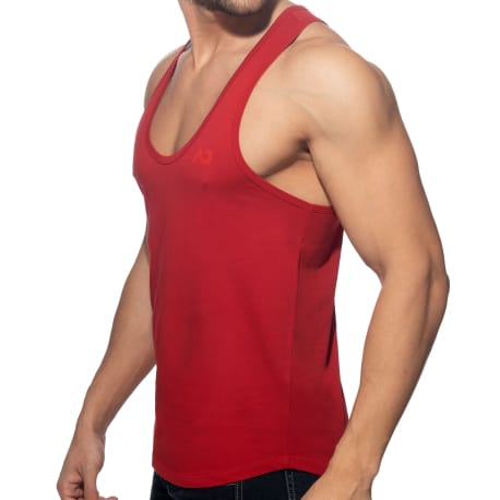 Addicted U-Neck Cotton Tank Top - Red