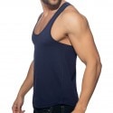 Addicted U-Neck Cotton Tank Top - Navy