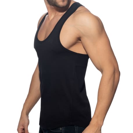 Addicted U-Neck Cotton Tank Top - Black