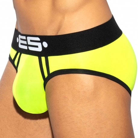 ES Collection Floral Mesh Push Up Briefs - Yellow