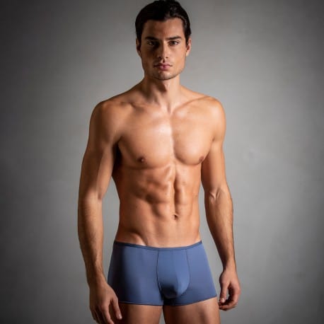 HOM Boxer Court Temptation Plume Microfibre Bleu Jeans