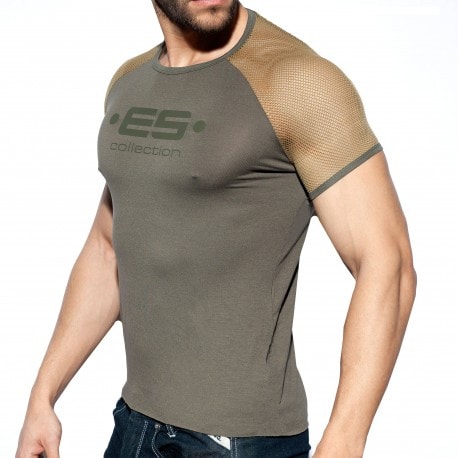 ES Collection Raglan Mesh T-Shirt - Khaki