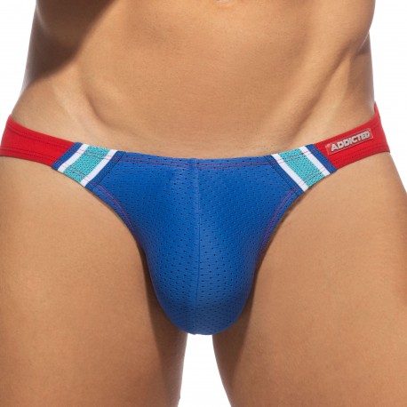 Mesh Mini Bikini Briefs - Blue - Red