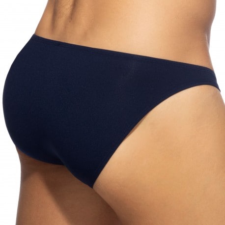 Mesh Mini Bikini Briefs - White - Navy