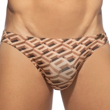 Addicted AD Print Bikini Briefs - Brown