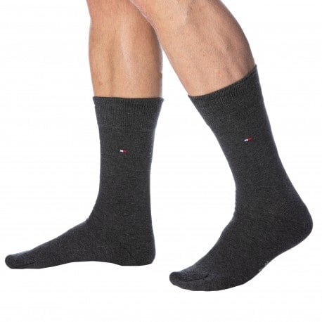 Tommy Hilfiger 2-Pack Classic Cotton Dress Socks - Charcoal