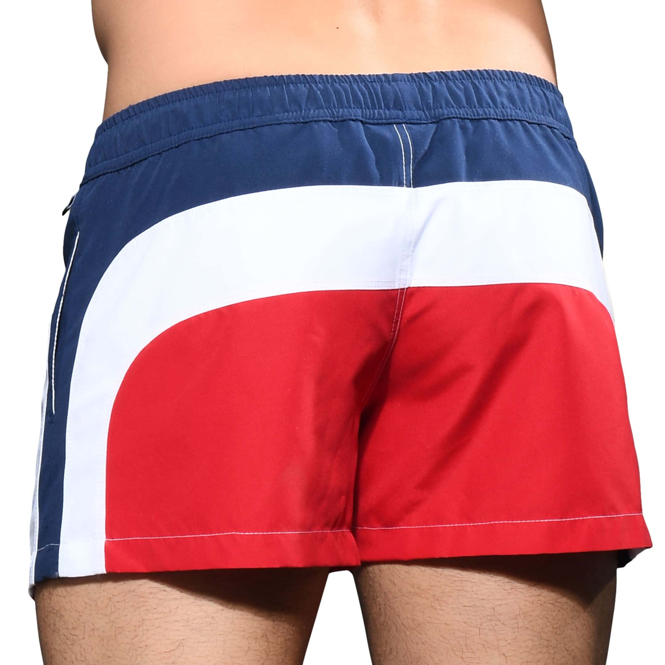 Andrew Christian Breakwater Swim Shorts - Navy - White - Red