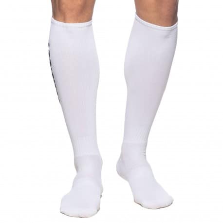 Addicted Fetish Knee Socks - White - Black