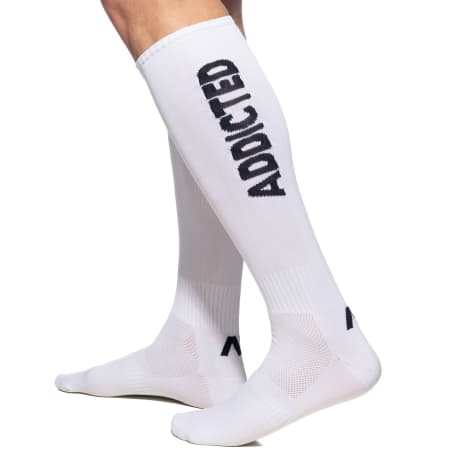 Addicted Fetish Knee Socks - White - Black