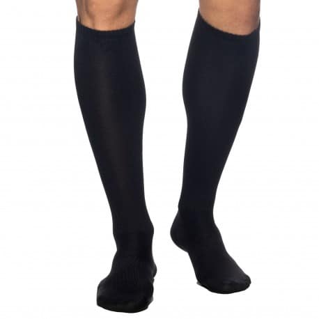 Addicted Fetish Knee Socks - Black - Red