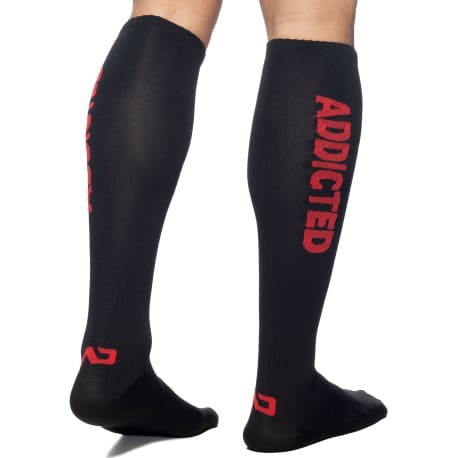 Addicted Fetish Knee Socks - Black - Red