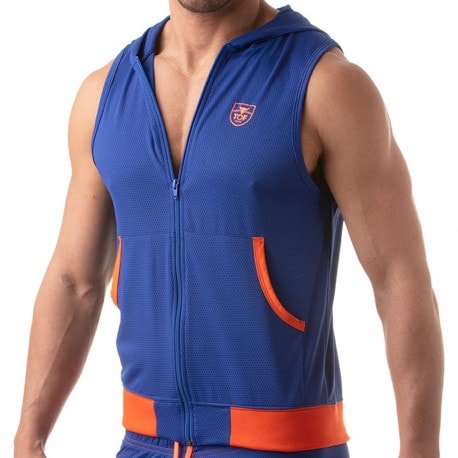 TOF Paris Athletic Mesh Sleeveless Hoodie - Royal