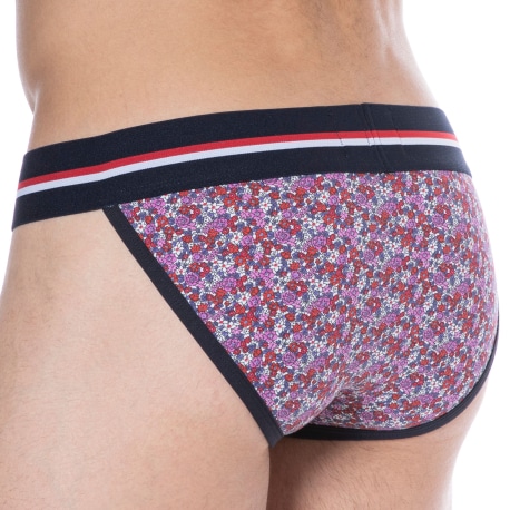 SKU Floral Cotton Tanga Briefs - Pink