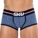 SKU Shorty Coton Floral Bleu