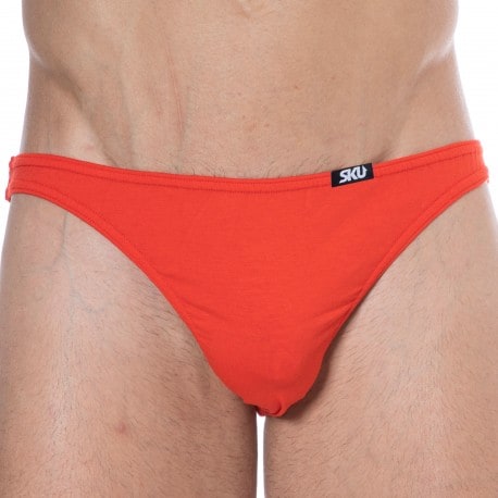 SKU Plain Cotton Mini Briefs - Red