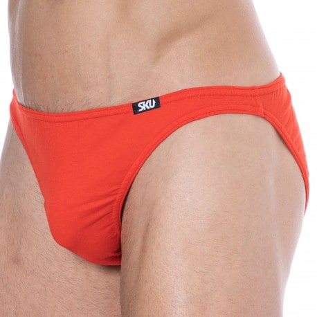 SKU Plain Cotton Mini Briefs - Red