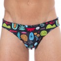 Sweet Banana African Allover Swim Briefs - Black