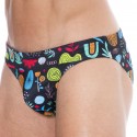 Sweet Banana African Allover Swim Briefs - Black