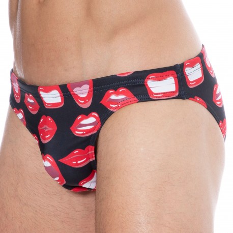 Sweet Banana Sexy Mouth Swim Briefs - Black