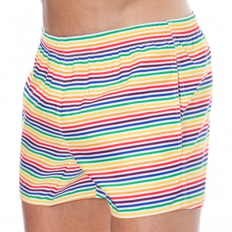 Sweet Banana Rainbow Stripes Swim Shorts - Multicolor