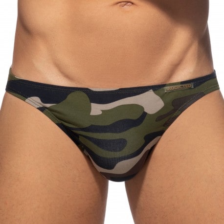 Addicted Camo Cotton Bikini Briefs - Khaki