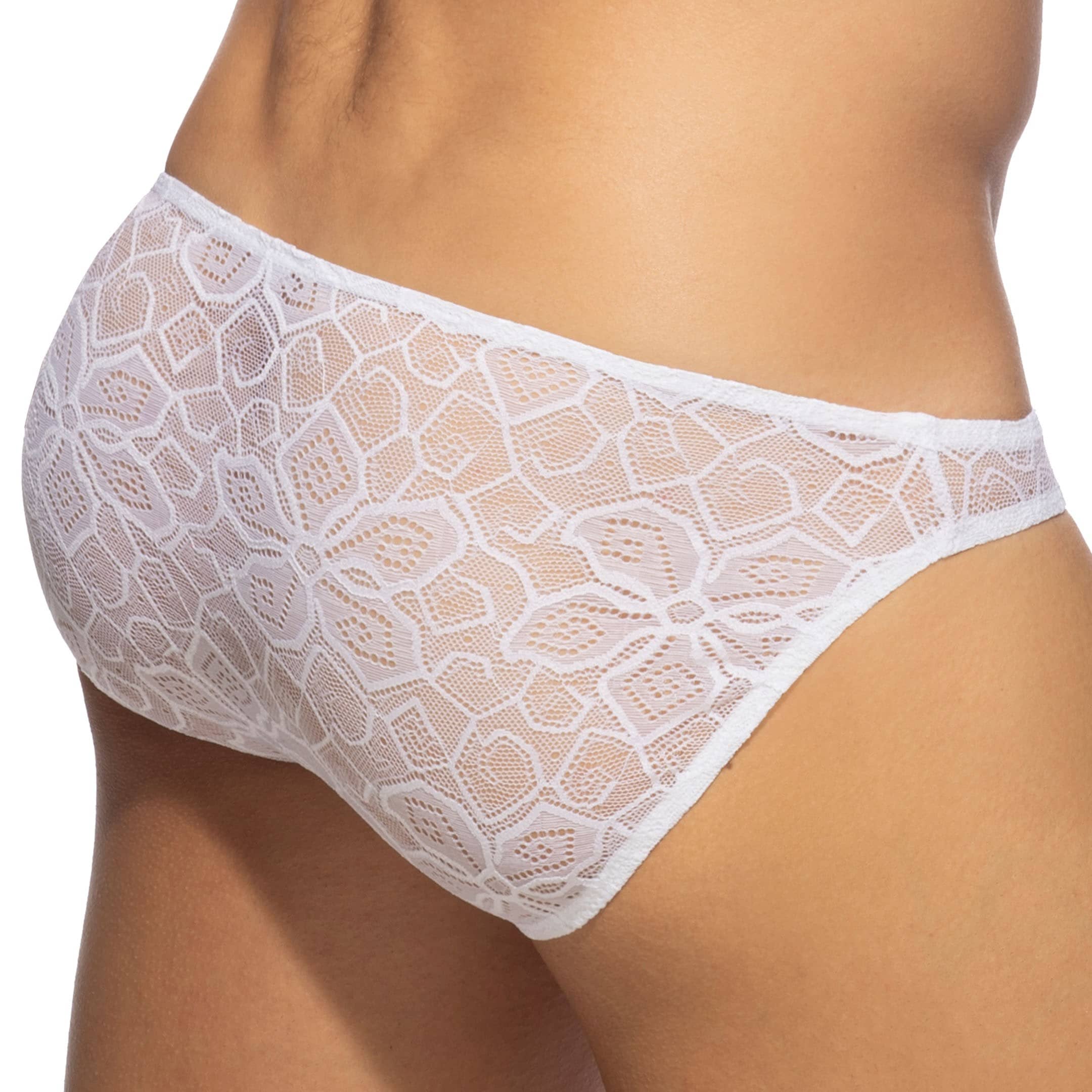 Addicted Flowery Lace Body Thong - White