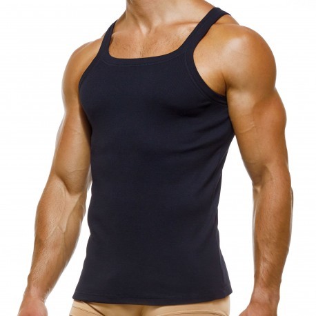 Squared collar Men's Wife beater tank tops