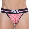 SKU Slip Tanga Coton Rayure Rouge - Blanc