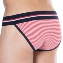 SKU Striped Cotton Tanga Briefs - Red - White