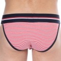 SKU Slip Tanga Coton Rayure Rouge - Blanc