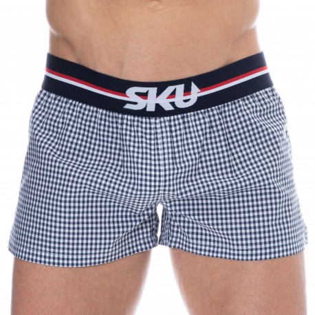 SKU Cotton Boxer Shorts - Blue Gingham