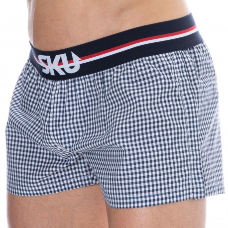 SKU Cotton Boxer Shorts - Blue Gingham