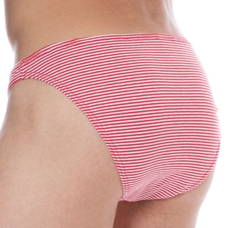 SKU Striped Cotton Mini Briefs - Red - White