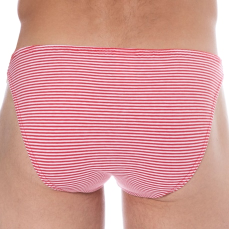 SKU Striped Cotton Mini Briefs - Red - White