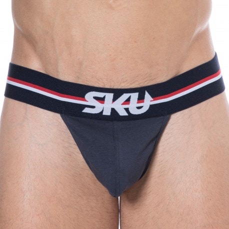 SKU Cotton Backless Thong - Navy