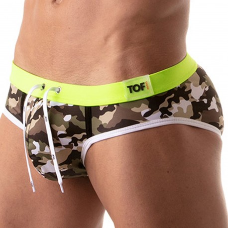 TOF Paris Iconic Swim Briefs - Khaki Camo